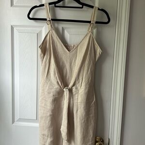 INC International Concepts metallic sheen Linen Tie Front Jumpsuit Sz 8 NWT